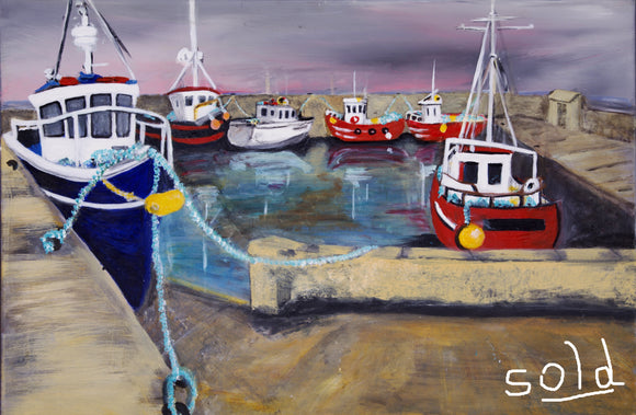 Saleen Harbour -Co Mayo. Original Acrylic painting. Sold
