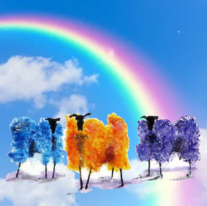 Sheep with Attitude series  Blue Rainbow Sheep - Canvas Print 6x6 ins
